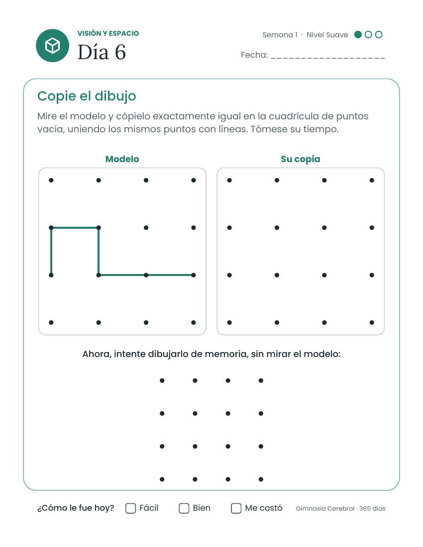 Página interior real: Copie el dibujo · Día 6